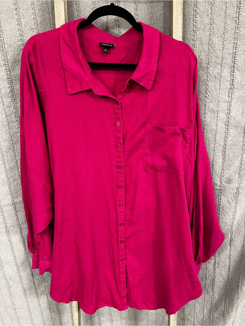 Torrid linen Hot Pink Oversized Plus Button-Down Shirt